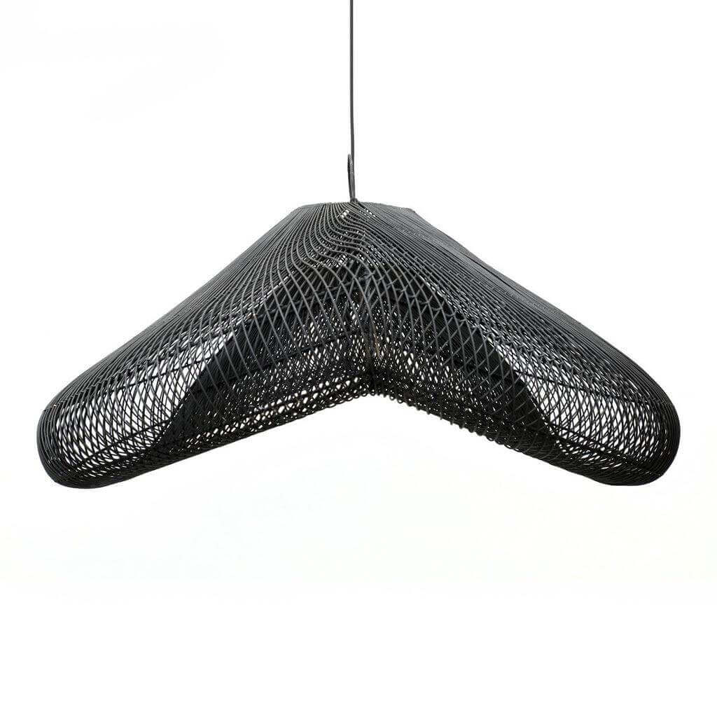Rotan hanglamp Cloud zwart 120 cm