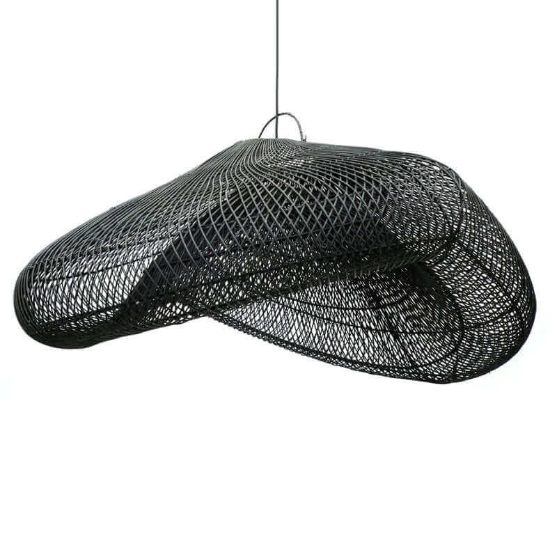 Detail van rotan hanglamp cloud zwart 120 cm