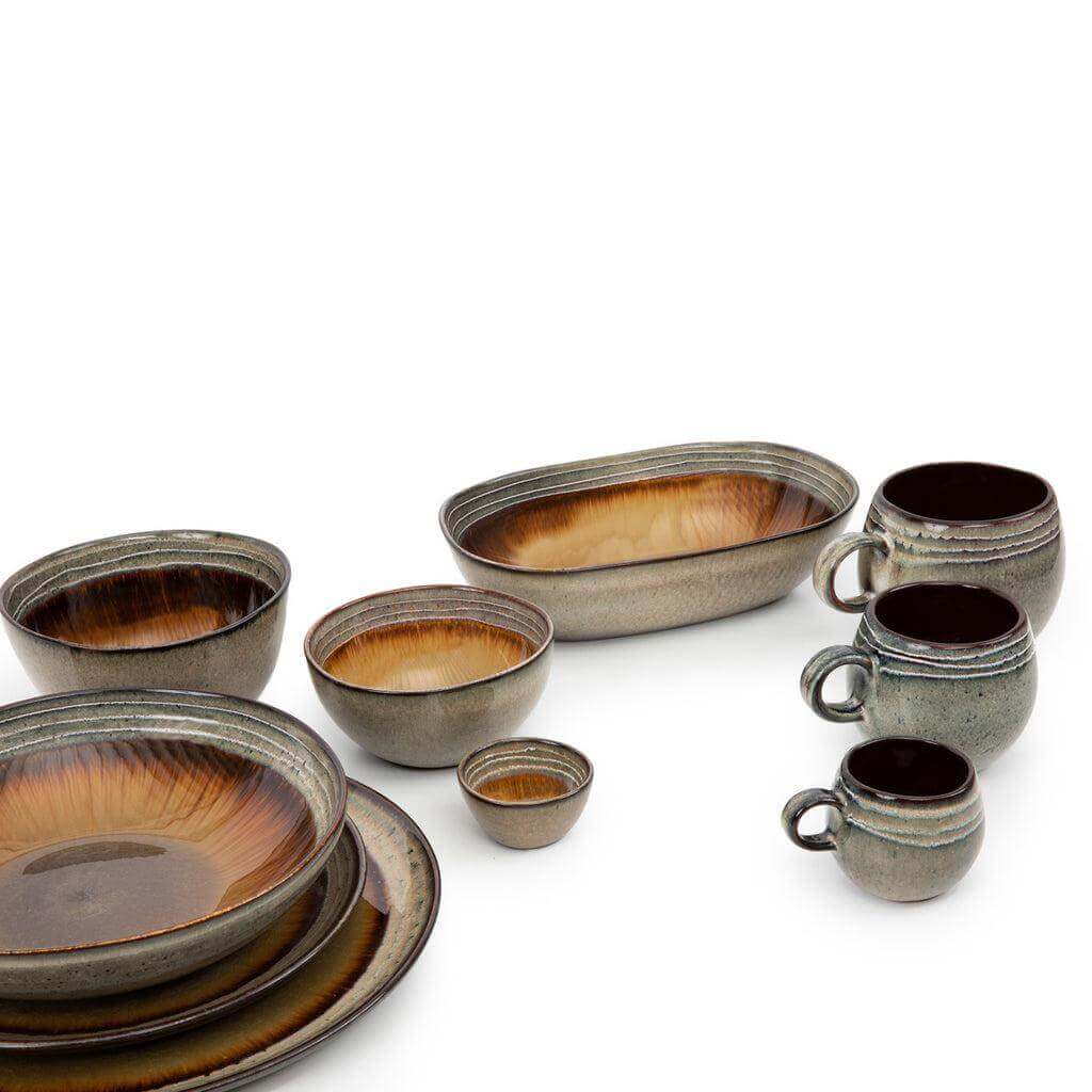 Set van 6 De Comporta Koffiemokken en servies in aardewerk met gemengde kleuren, geschikt voor vaatwasser en voeding.