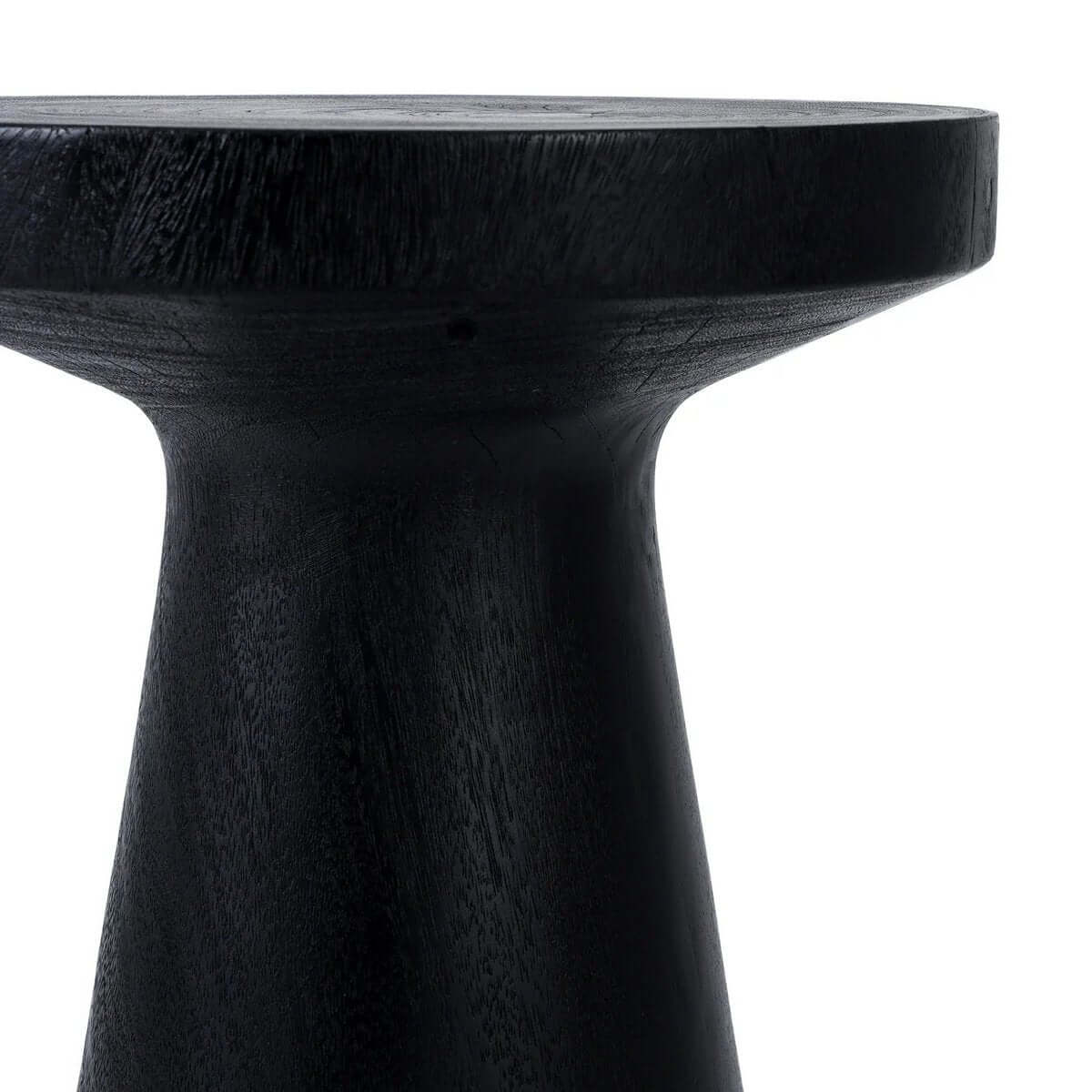 Bohemian black suar wood side table with modern minimalist design, perfect for contemporary living spaces.