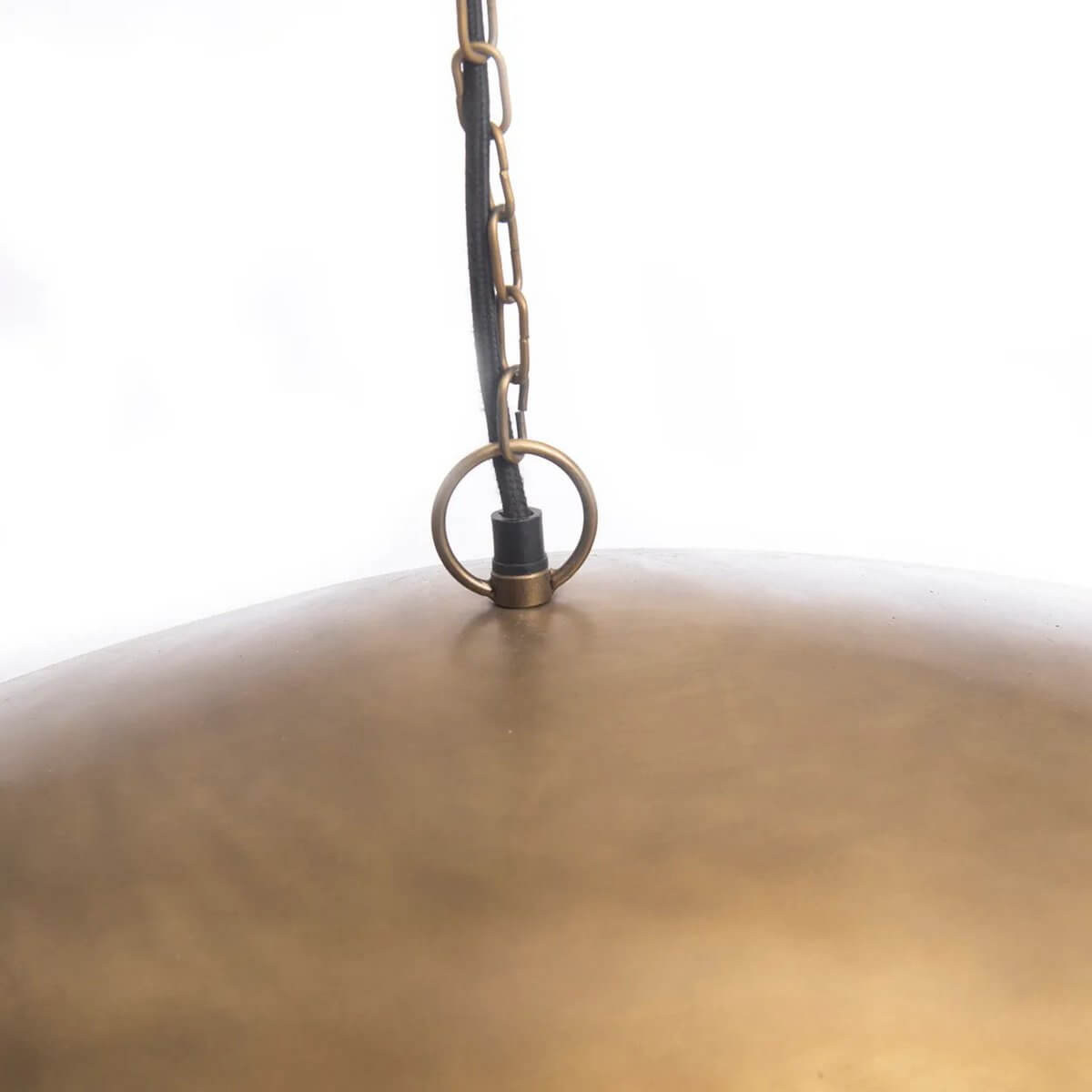 Zijaanzicht van messing hanglamp fortune cookie 100 cm