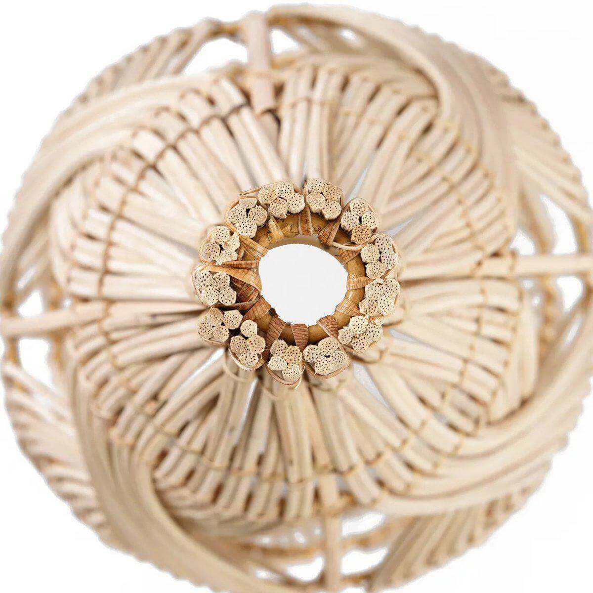 Rotan De Garaffa-hanger lampenkap in flesvorm, naturel met mooi patroon, zonder elektrische bedrading.