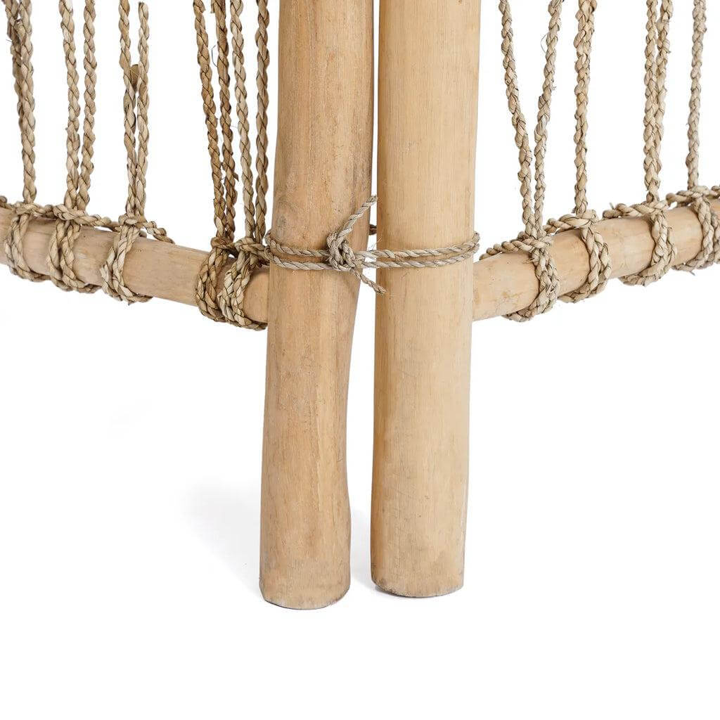 Detail van de De Kamerscherm - Naturel met prachtig geweven touwmotief en houten frame. Perfect voor een natuurlijke touch in huis.
