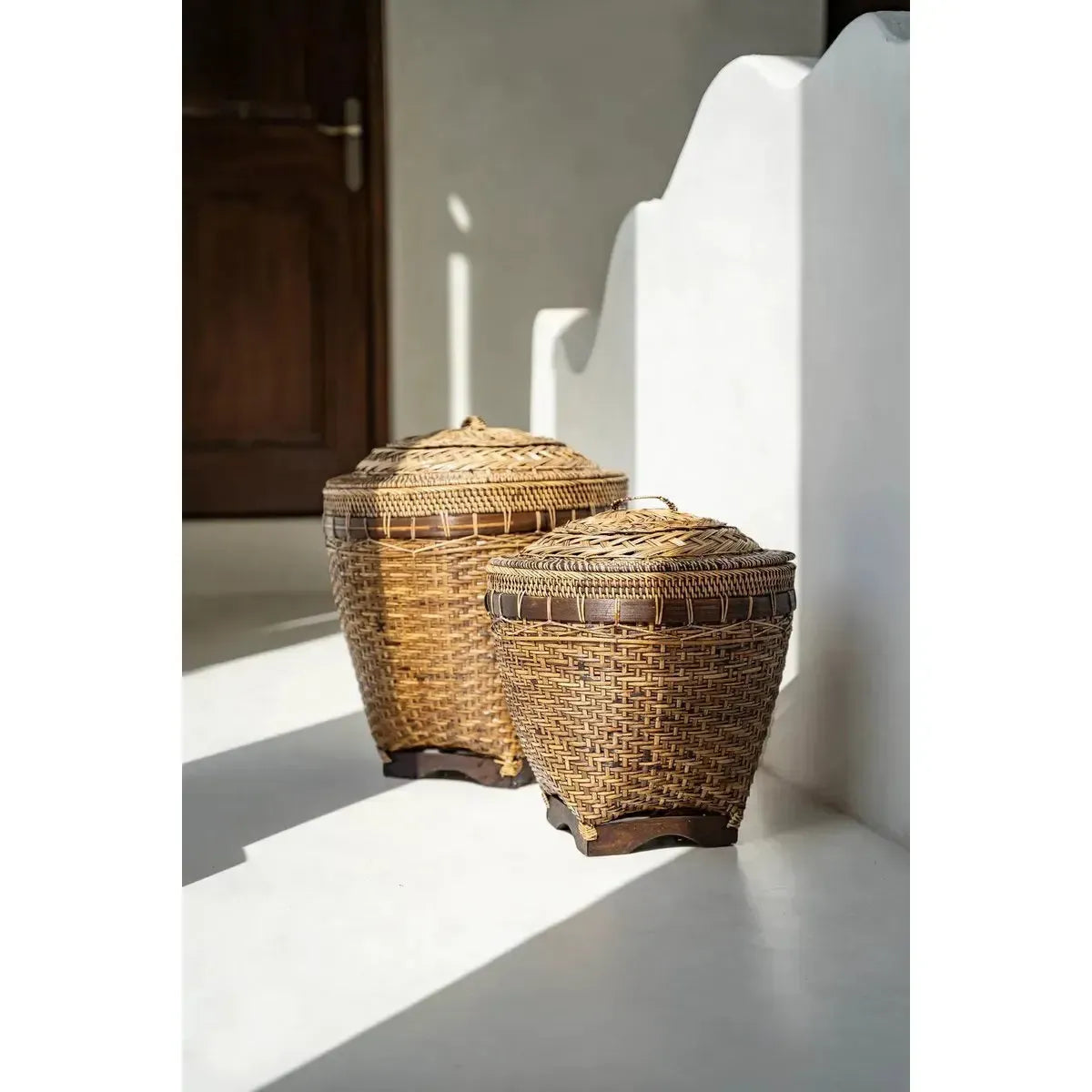 De Koloniale Opbergmand - Natuurlijk Bruin - L-manden met deksel-Bazar Bizar Living-Ik Hout ervan.