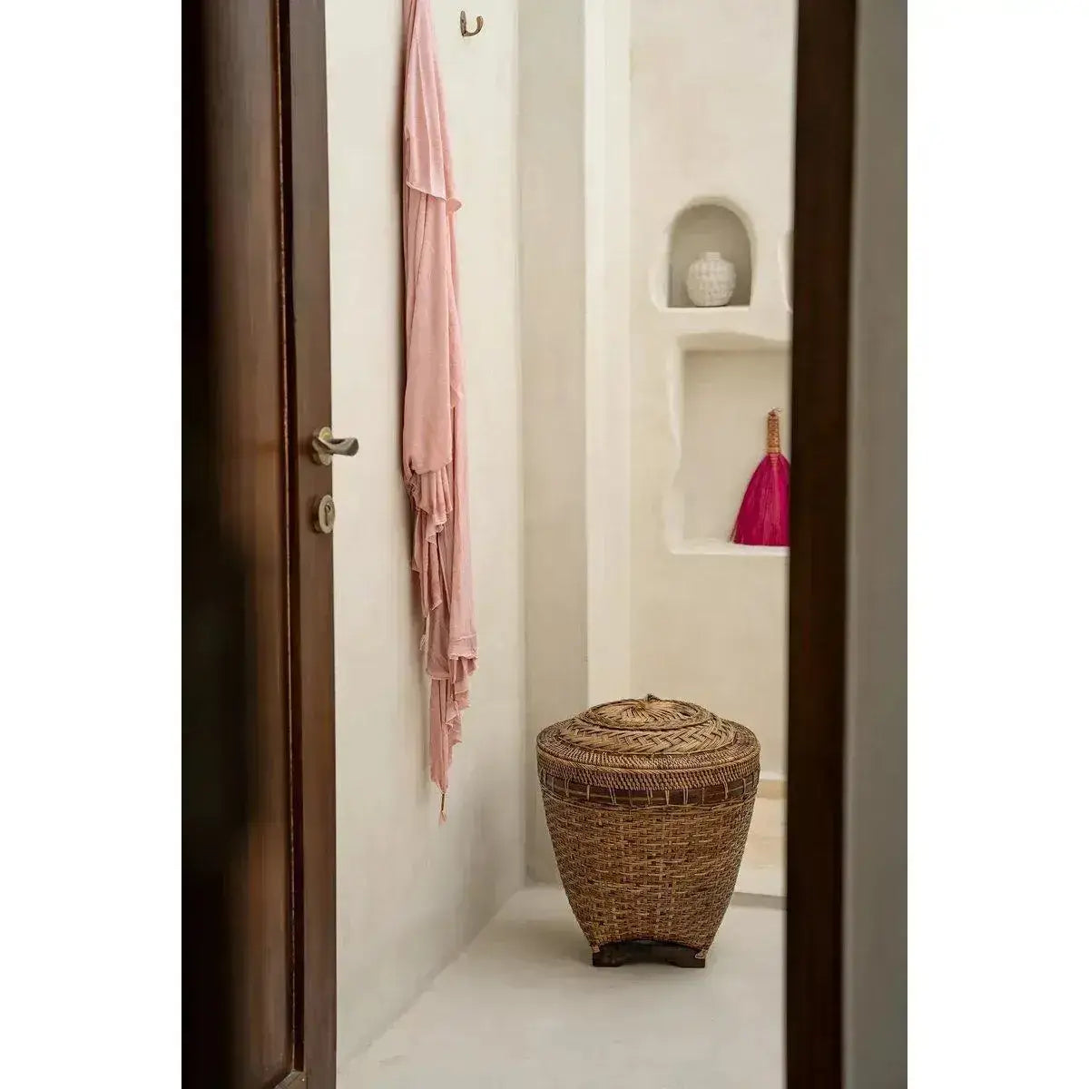 De Koloniale Opbergmand - Natuurlijk Bruin - L-manden met deksel-Bazar Bizar Living-Ik Hout ervan.