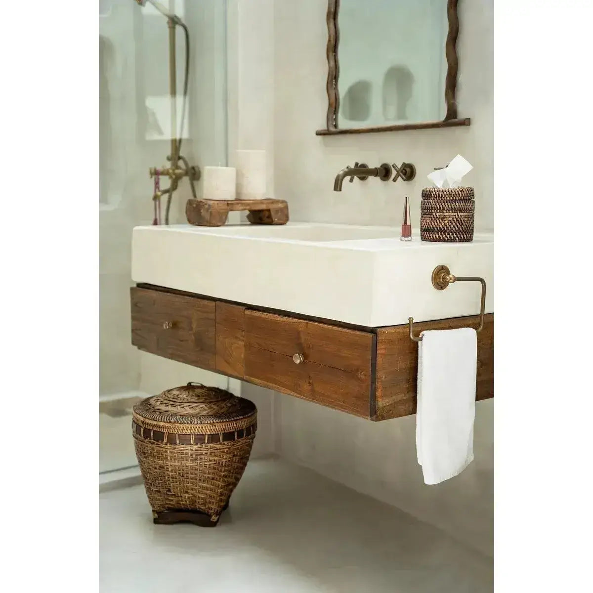 De Koloniale Opbergmand - Natuurlijk Bruin - L-manden met deksel-Bazar Bizar Living-Ik Hout ervan.