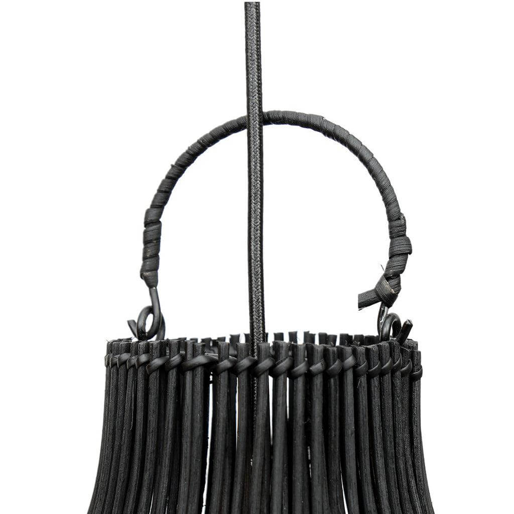 De Lobster Trap Hanglamp - Zwart, handgemaakte rotan vaasvorm voor een vleugje kuststijl, 55cm hoog en breed, exclusief bekabeling.