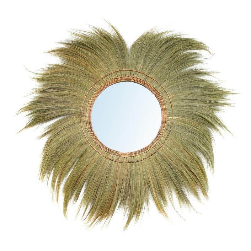Mufasa Wandspiegel XL met Rayung Grass omlijsting, bohemian stijl voor interieurdecoratie.