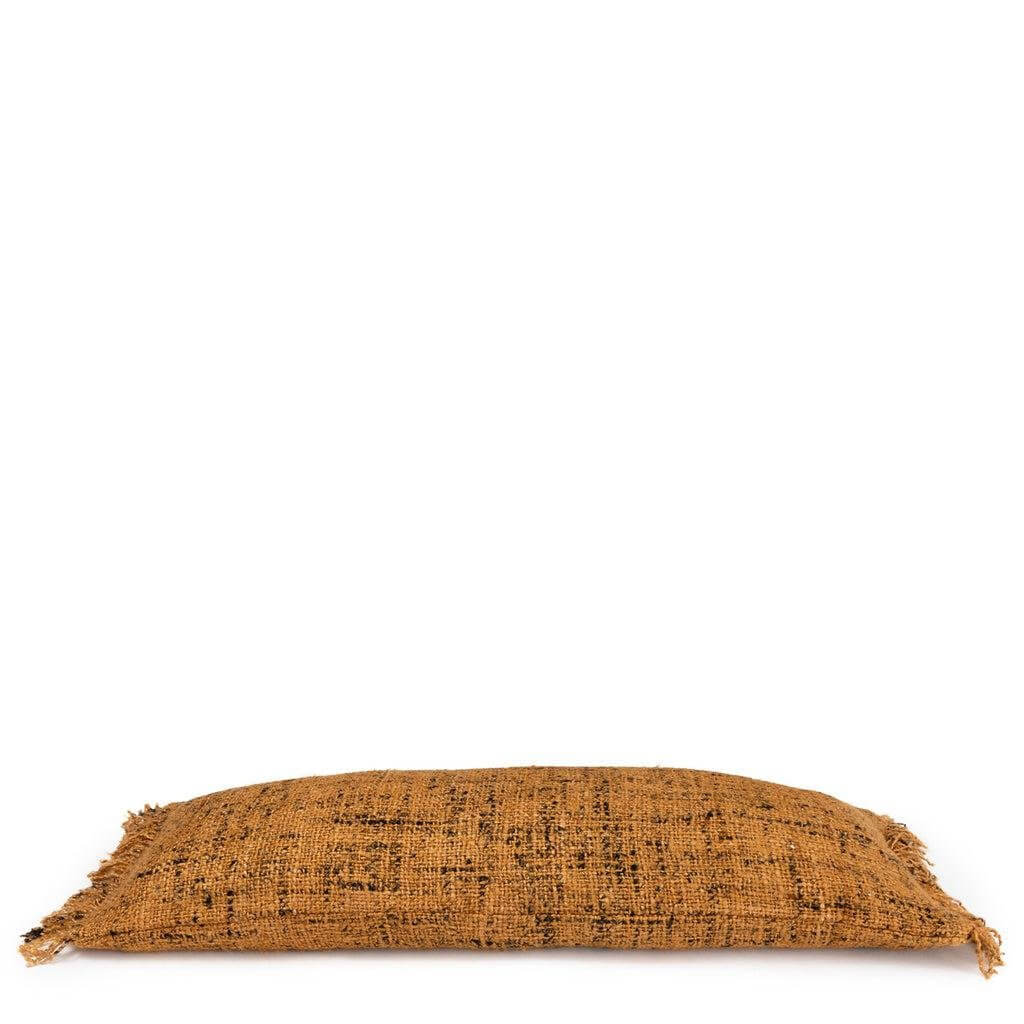Boho kussenhoes in kaneel zwart katoen, maat 35x100. Handgemaakt voor een unieke stijl, ideaal voor binnen en buiten.