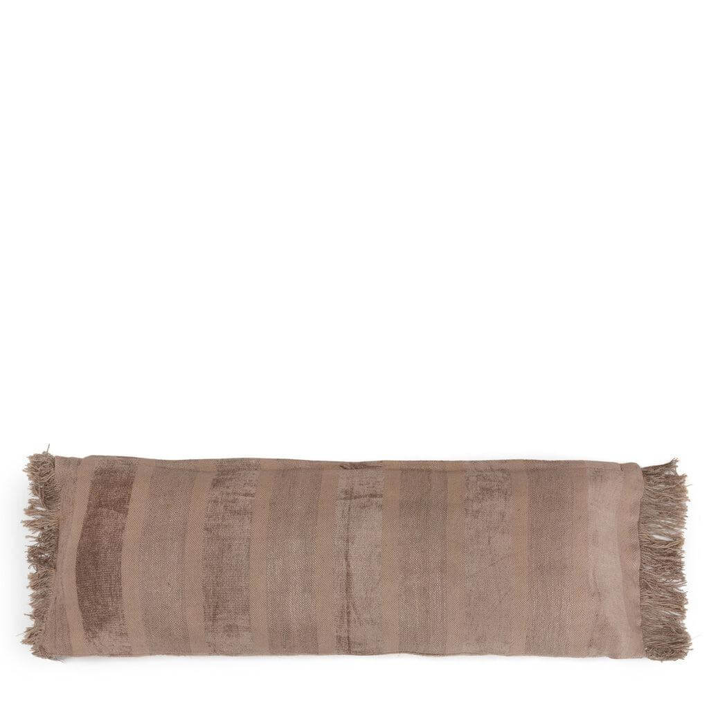Boho kussenhoes "Oh My Gee" in concrete velvet, 35x100 cm. Perfect voor woonkamer of tuin, handgemaakt en uniek textuurdetail.