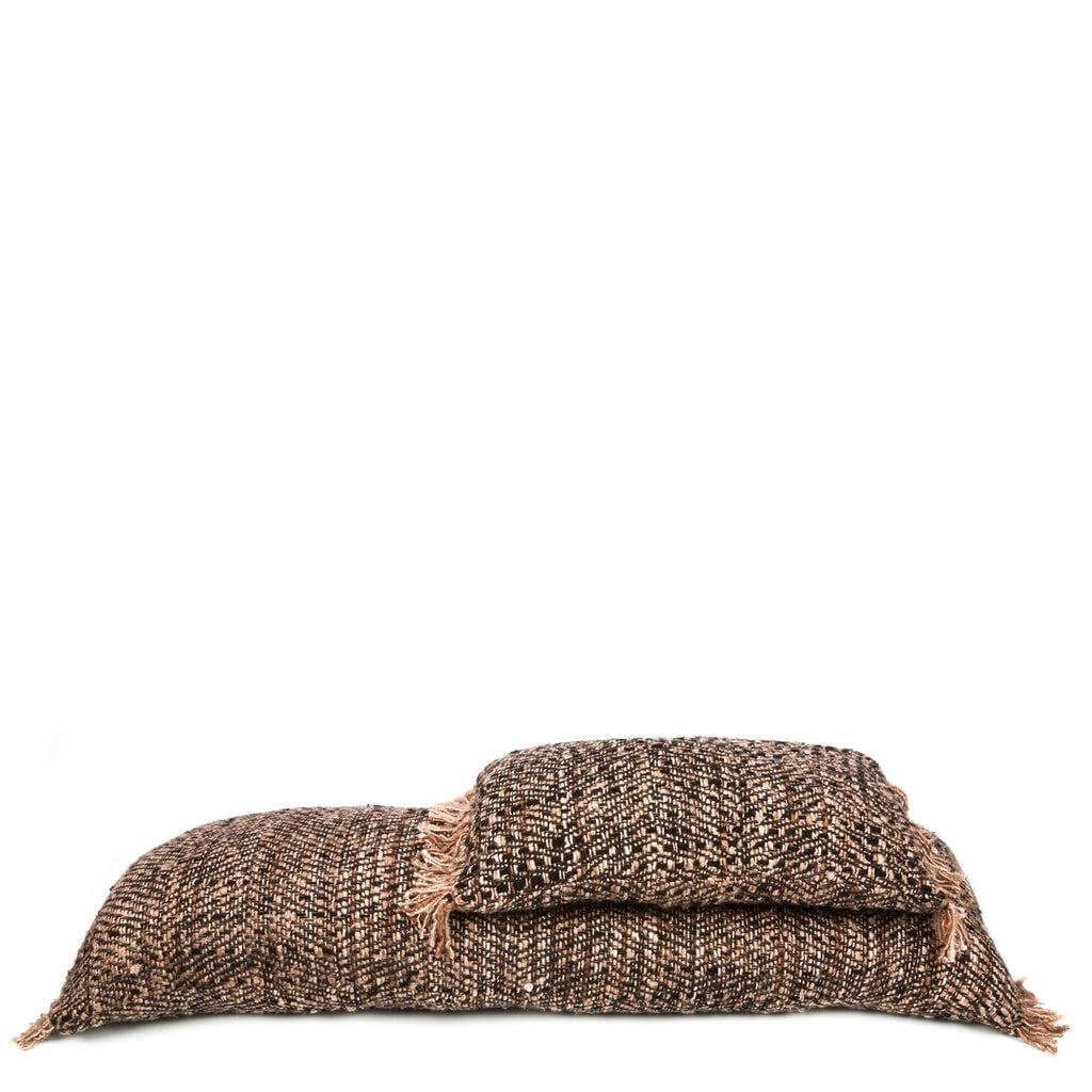 Zwart Koper kussenhoes 30x50 cm, boho-stijl, zachte katoenen textuur, perfect voor interieur of tuin. Exclusief binnenkussen. Chique en veelzijdig.