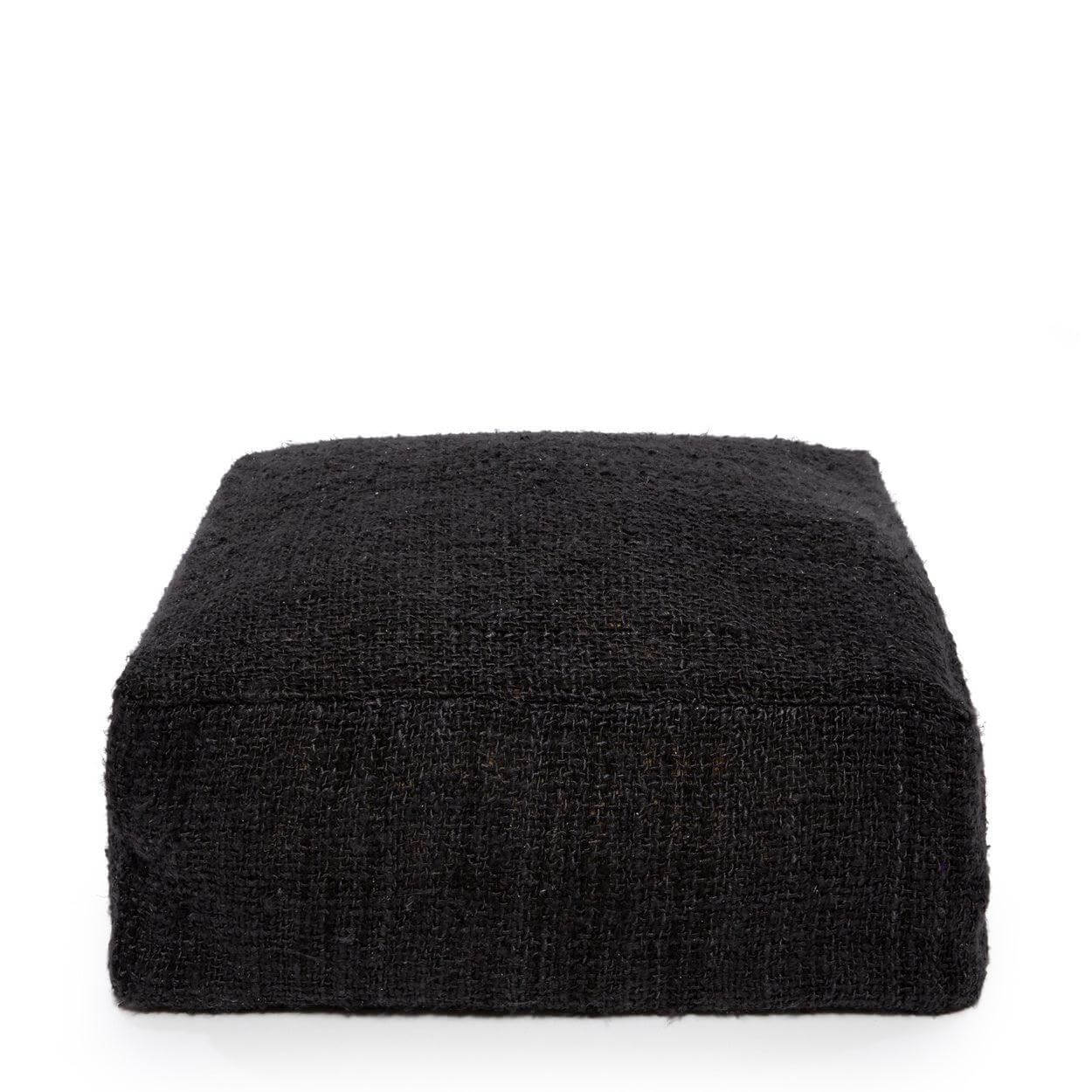 Zwarte katoenen poef "De Oh My Gee" voor binnen en overdekte buitenruimte, stijlvol en functioneel zitelement.