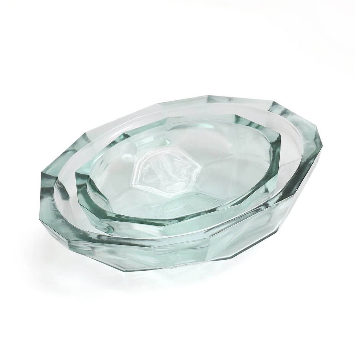 Elegant blue Origami Bowl with sharp, artistic lines and Bohemian flair, perfect as a snack server or decorative centerpiece.