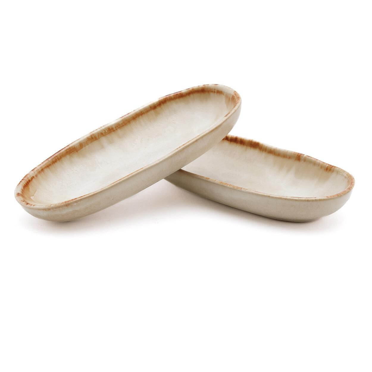 Stijlvolle ovale schalen set van 6, perfect voor elke gelegenheid. Handgemaakt Portugees keramiek met unieke kleurschakeringen.