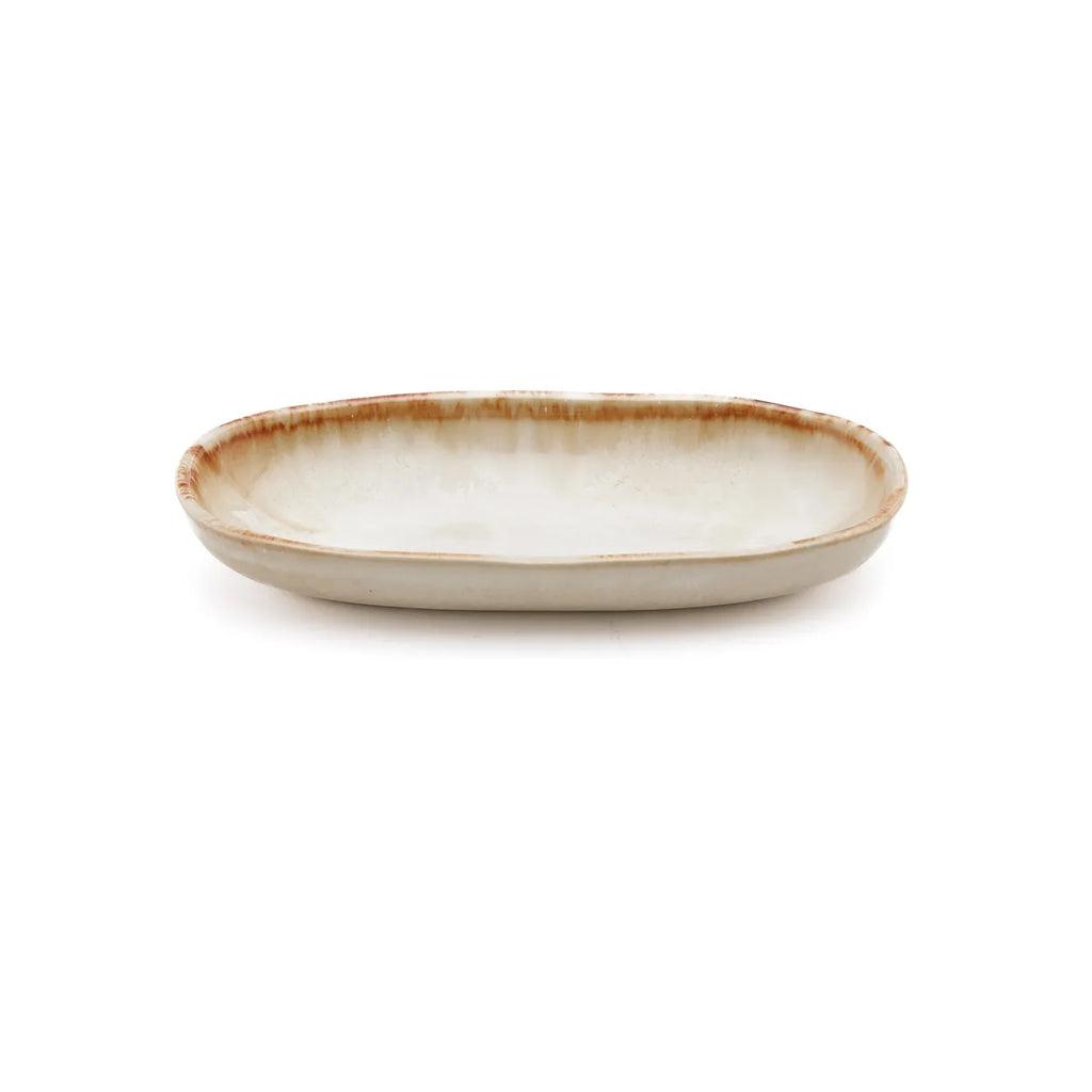 De Ovale Cascais Kom - Klein - Witte keramiek met gele tinten, set van 6, perfect voor elegante maaltijden en zonnige ochtenden.