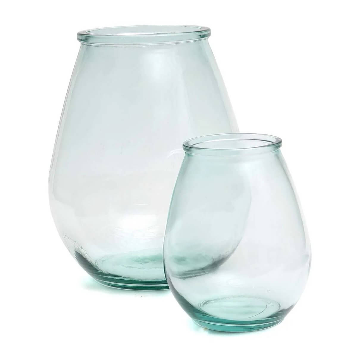 De Qiezi Bohemian Blue Vase, large size, made from recycled glass for a modern and eco-friendly decor statement.