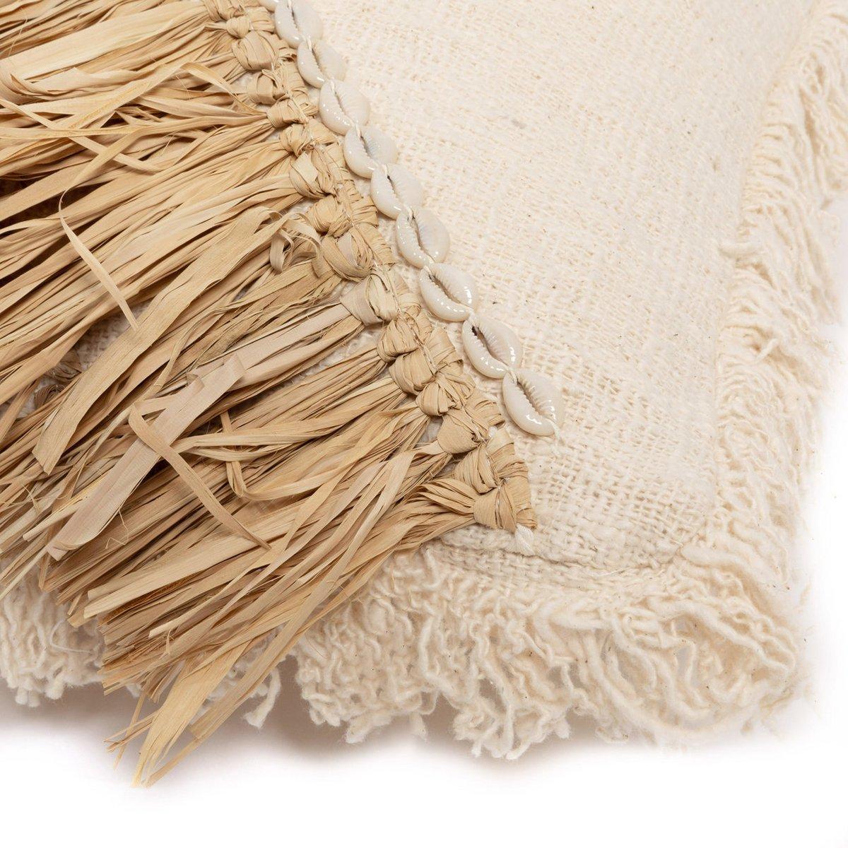 De Raffia Katoenen Kussenhoes - Naturel Wit - 60x60-kussens-Bazar Bizar Living-Ik Hout ervan.