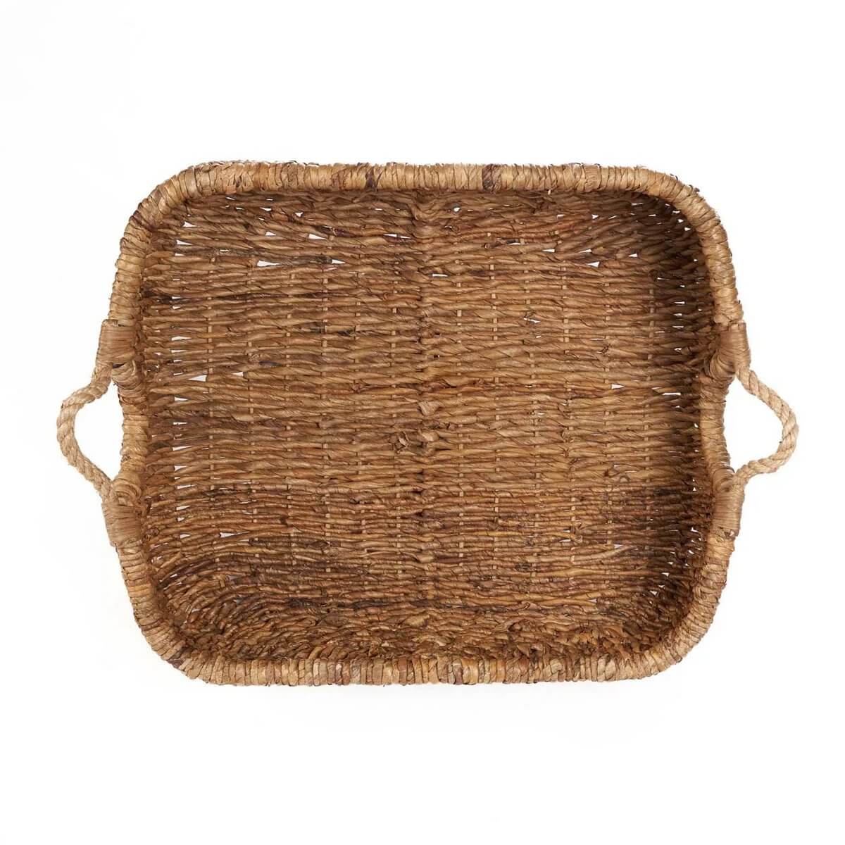 Bohemian Rayah Basket made from natural banana leaf, featuring an earthy design with handles, perfect for stylish storage solutions.