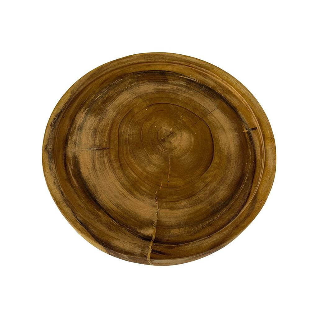 Houten De Suar bijzettafelblad met natuurlijke houten nerf, ideaal voor elke boho-inrichting binnen of buiten.