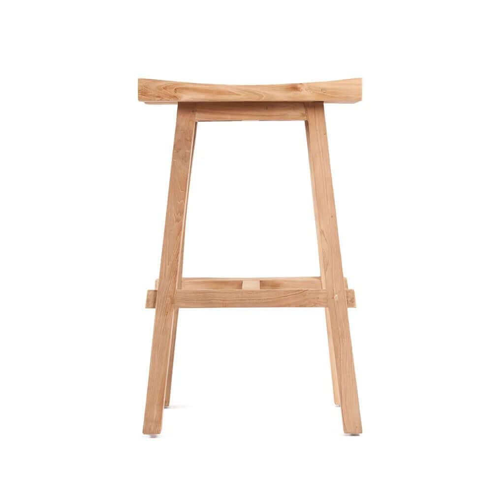 Stijlvolle en duurzame Tabanan barkruk van gerecycled teakhout, perfect voor binnen en buiten gebruik.