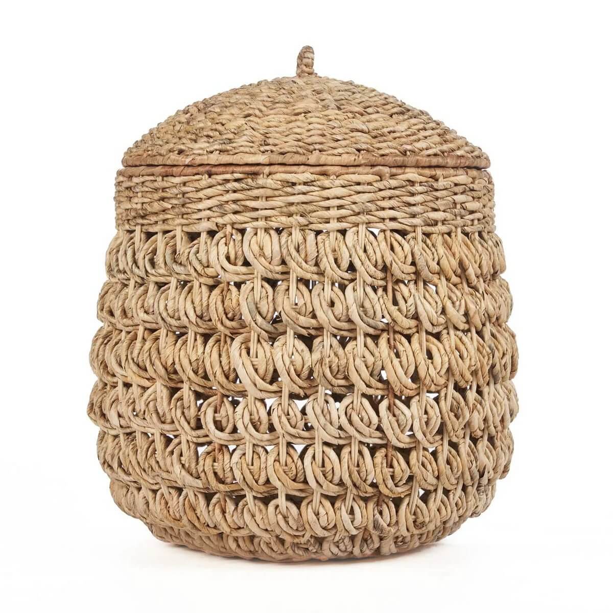 Bohemian Tarajih Basket made from natural banana leaf, perfect for stylish storage in any room.