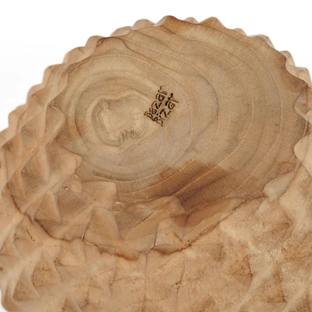 Bohemian-inspired Durian Bowl made from teak wood, featuring a textured surface resembling durian fruit's spiky shell.