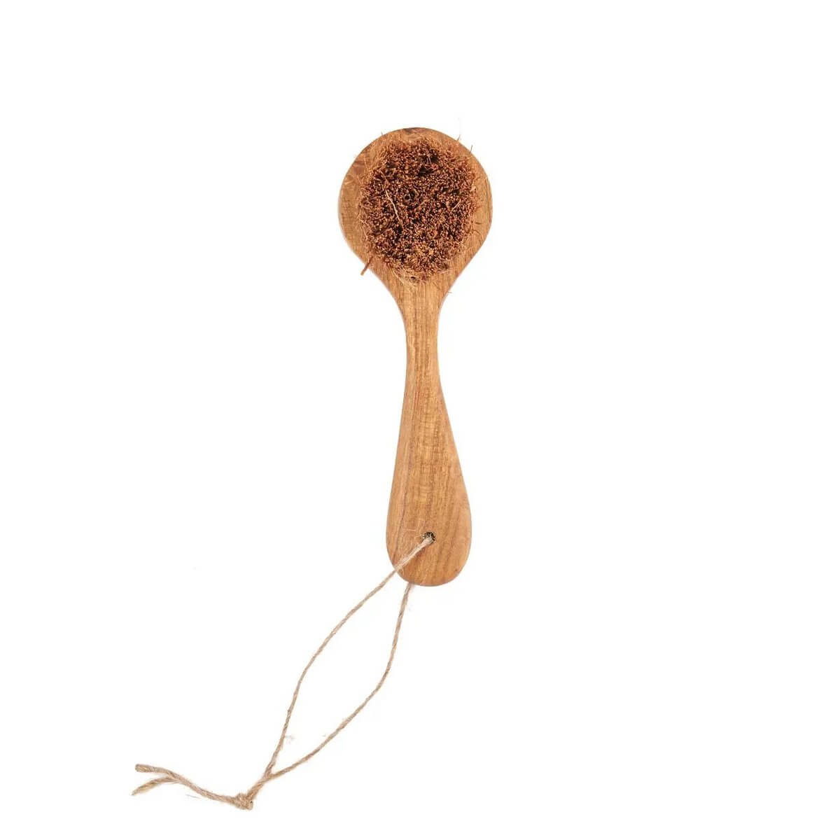 Eco-friendly Bohemian TOTO-borstel with natural coconut fibers and wooden handle, perfect for sustainable cleaning.