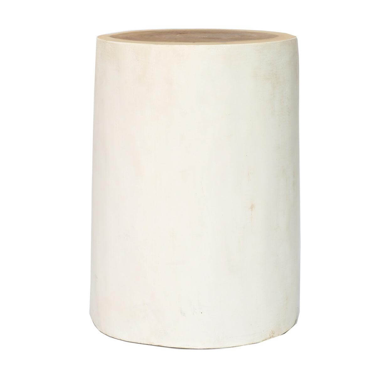 Handgemaakte De Tribe Kruk in naturel wit gemaakt van massief Mungurr hout, perfect als nachtkastje of bijzettafel.