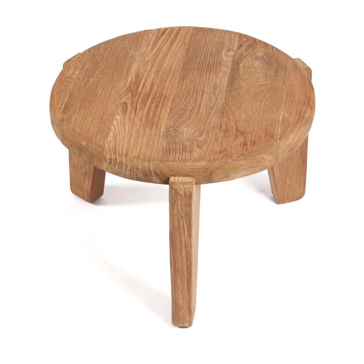 Driepotige Wabi Sabi salontafel van hergebruikt teakhout, rustiek design voor elk interieur.
