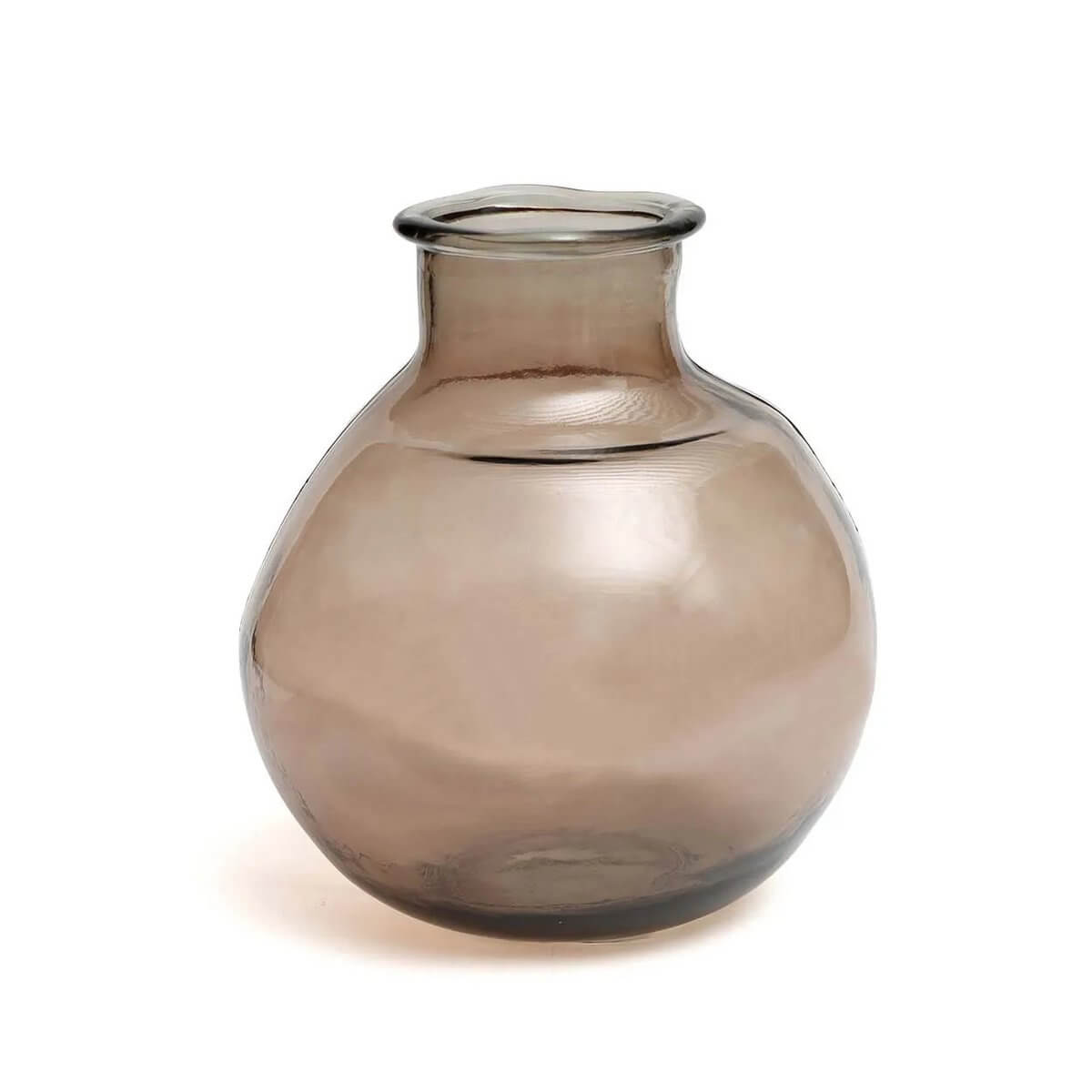 Alt Tag: Bohemian style De Yugang Vaas in beige, featuring a unique organic bubble shape, perfect for modern decor. Made of recycled glass.