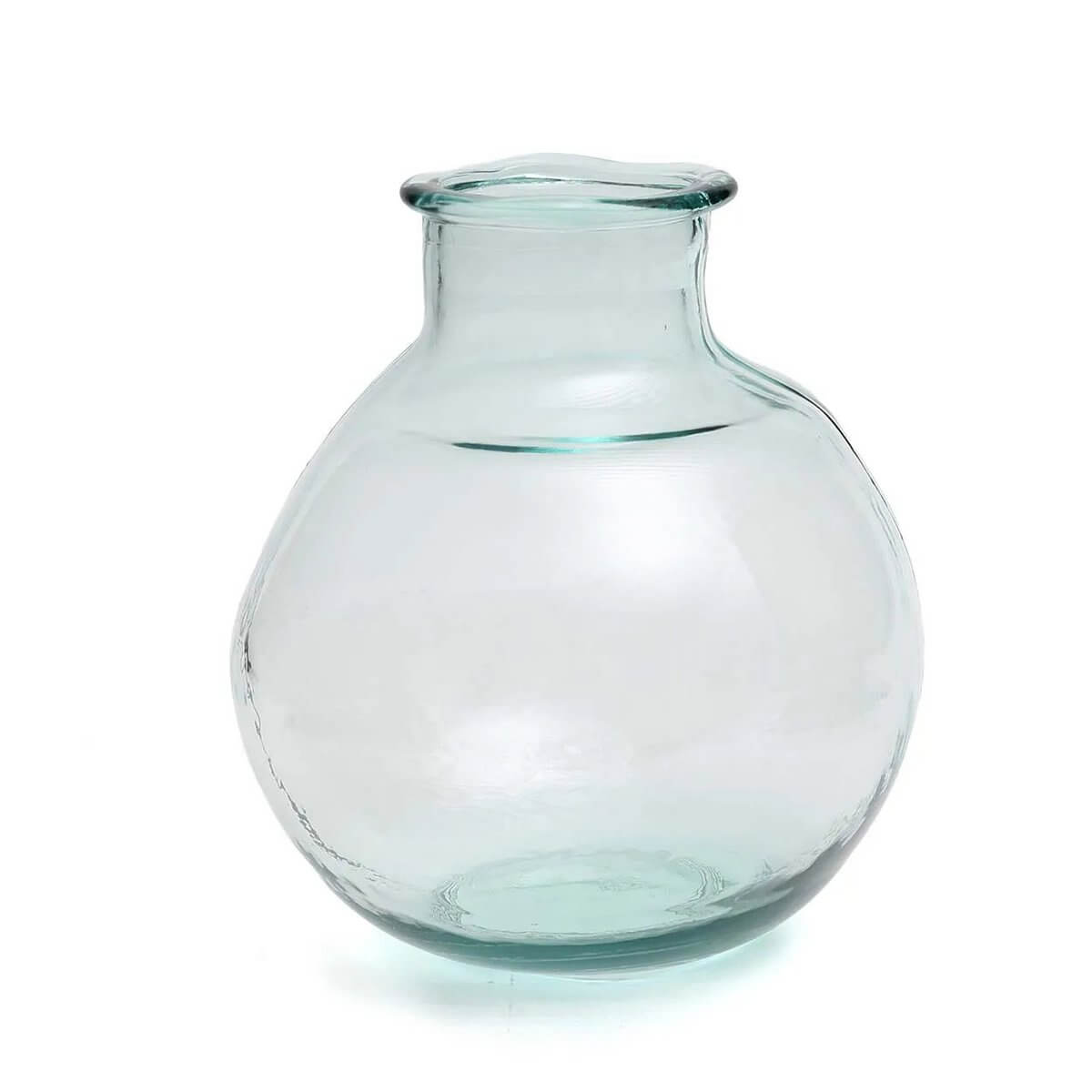 Elegant bohemian Yugang Vase in blue, crafted from recycled glass with an organic bubble shape. Perfect for any room decor.