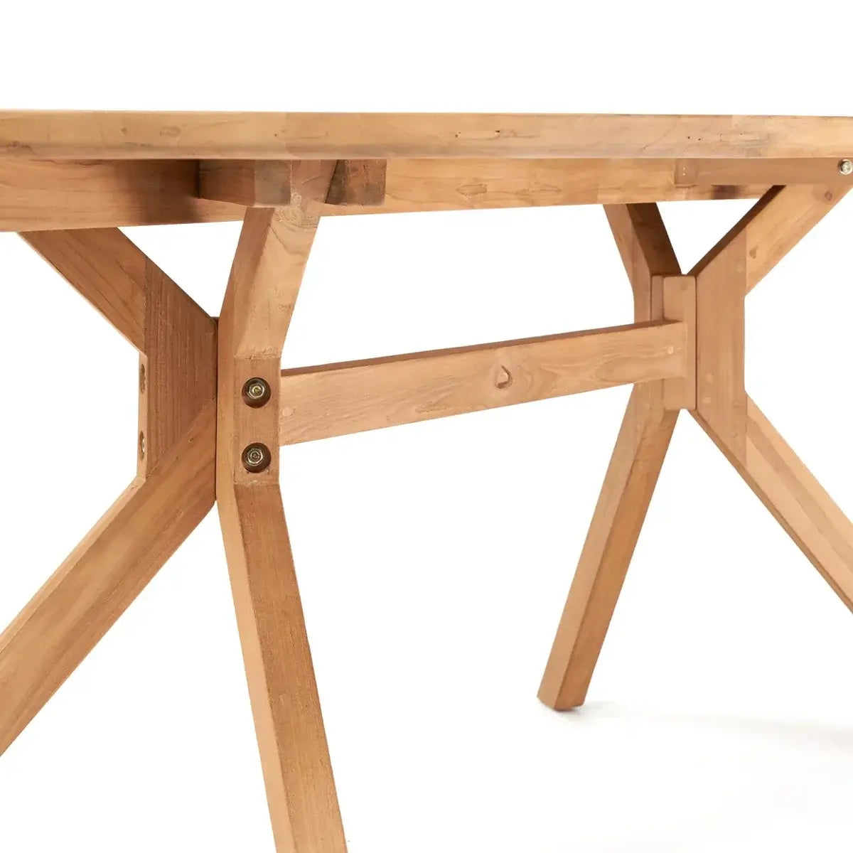 Bohemian Berman Revil dining table in upcycled teak wood by Bazar Bizar Living, eco-friendly design perfect for story-sharing.