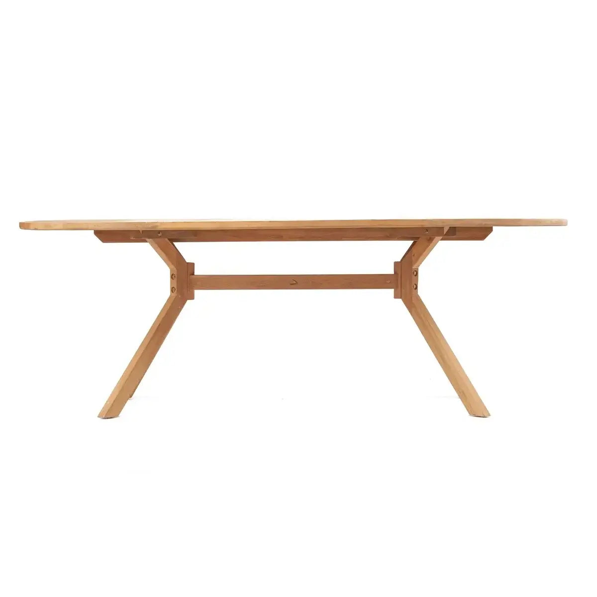 Bohemian style Kulala dining table made from eco-friendly upcycled teak wood, perfect for gathering and sharing stories. Width: 115cm.