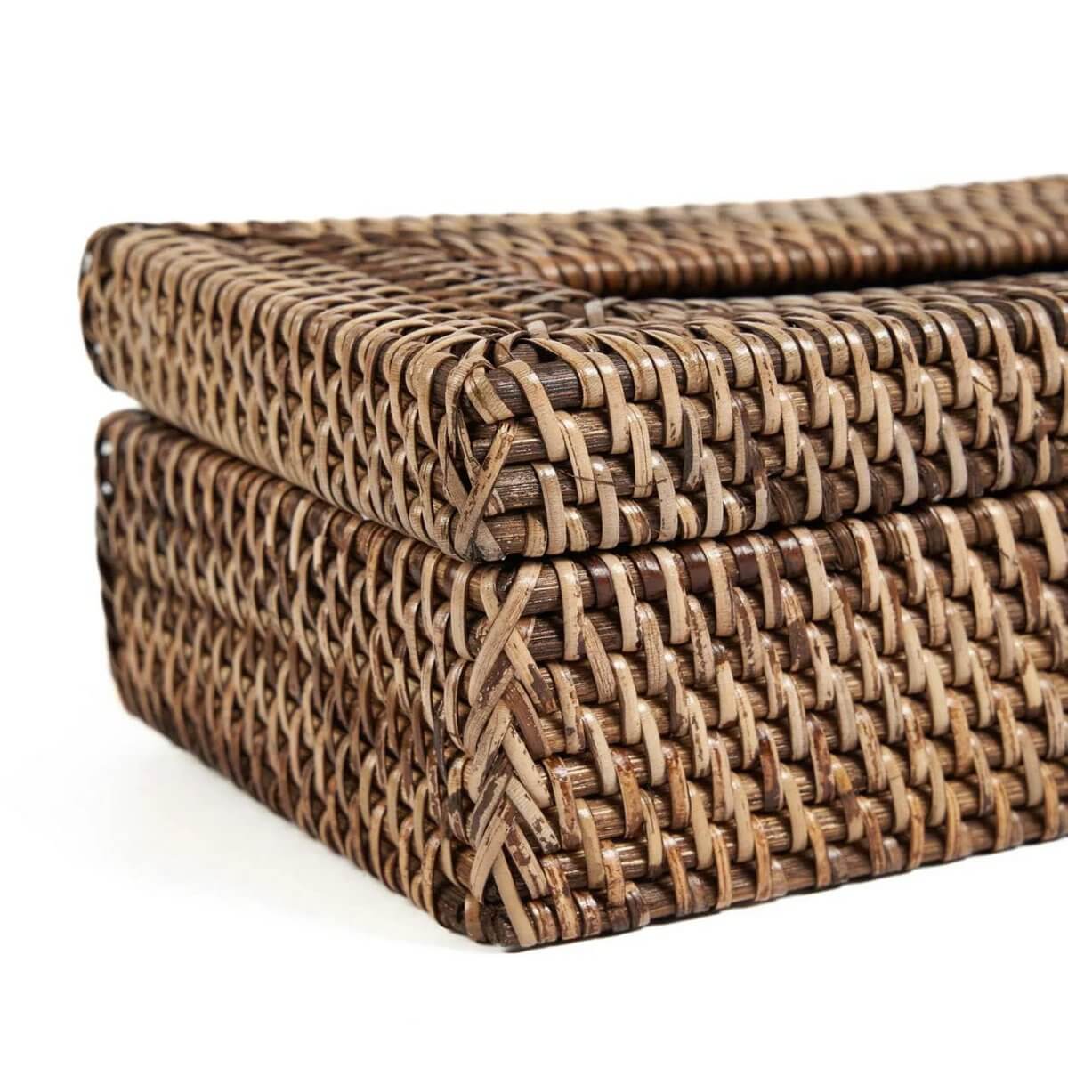 Elegant rattan classic tissue box in natural brown, perfect for adding style and functionality to any room in your home.