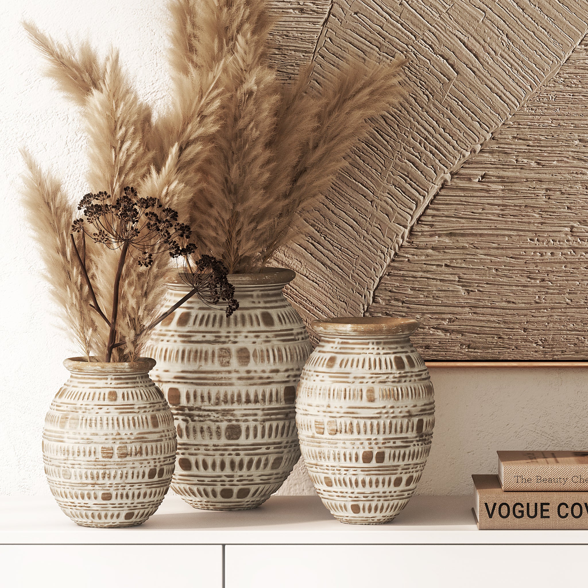 Etnische houten decoratie - Boho-chic vaas - Klein
