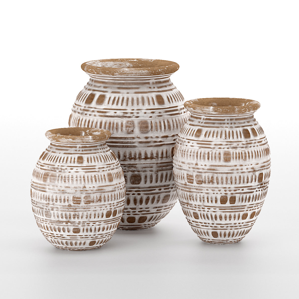 Etnische houten decoratie - Boho-chic vaas - Klein