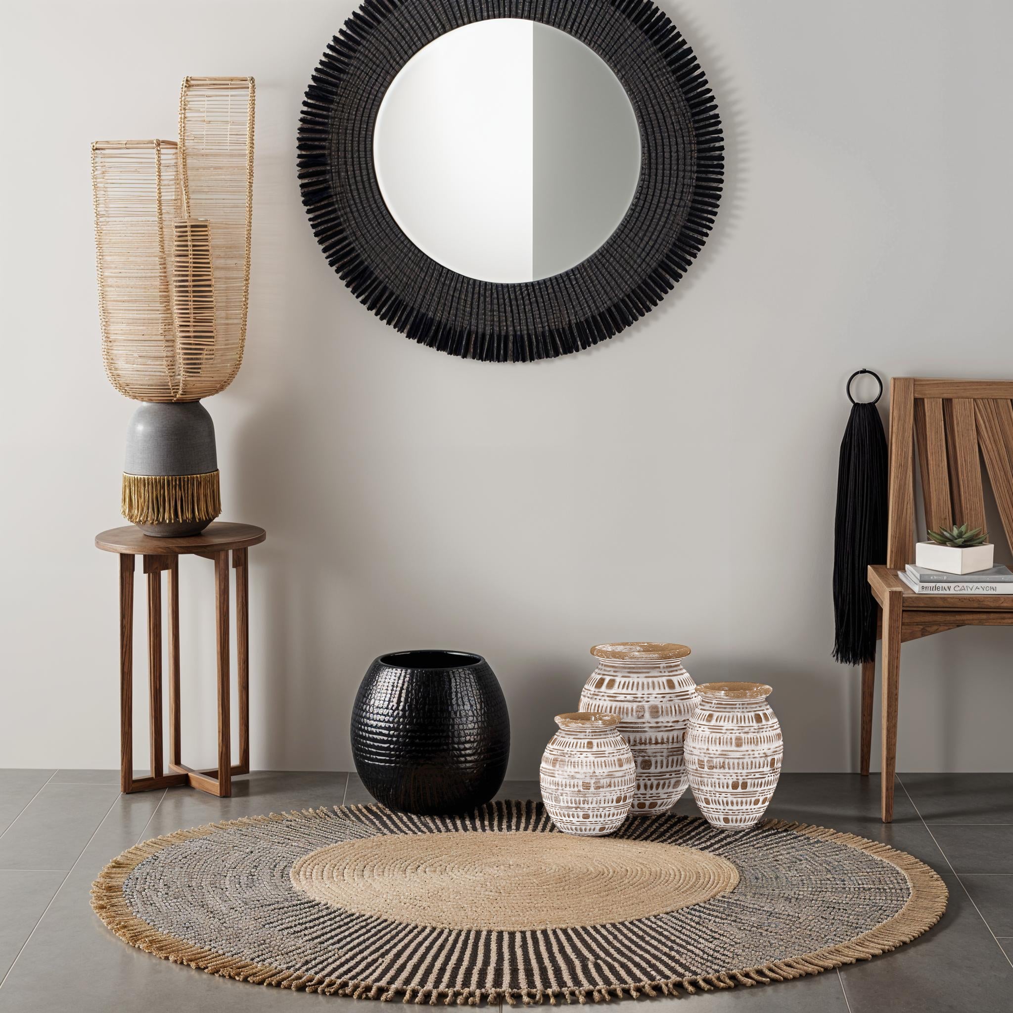 Etnische houten decoratie - Boho-chic vaas - Klein