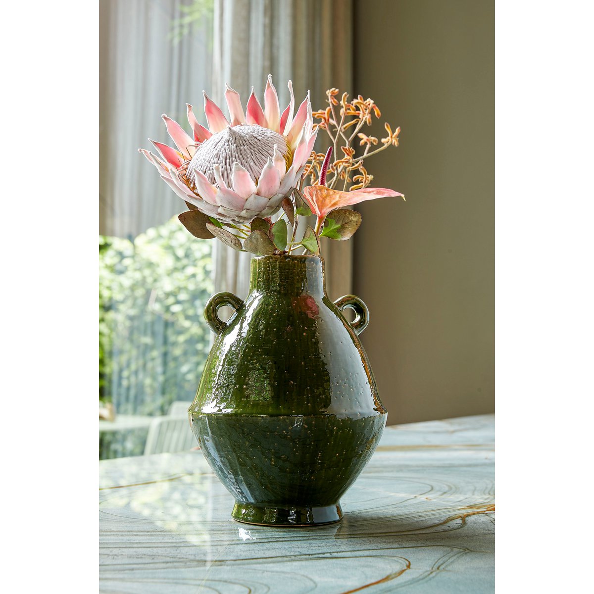 Elena Vaas - H34 x Ø26 cm - Keramiek - Groen-vazen-Mica Decorations-Ik Hout ervan.