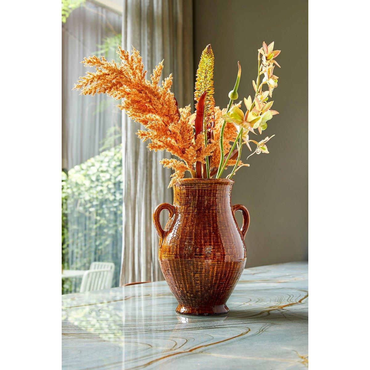 Elena Vaas - L29 x B26 x H39 cm - Keramiek - Bruin-vazen-Mica Decorations-Ik Hout ervan.