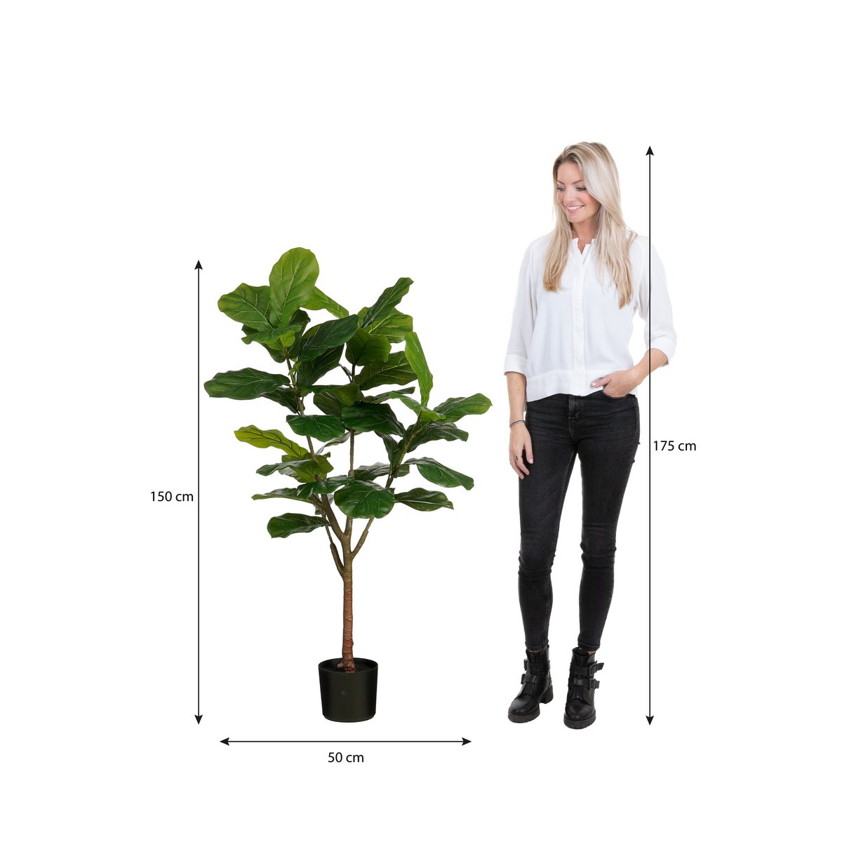 Ficus Lyrata Kunstplant in Pot - H150 x Ø50 cm - Groen-Mica Decorations-Ik Hout ervan.
