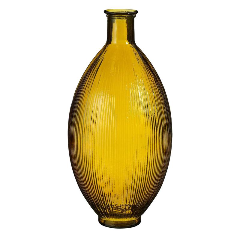 Firenza Fles Vaas - H59 x Ø29 cm - Gerecycled Glas - Oker-vazen-Mica Decorations-Ik Hout ervan.