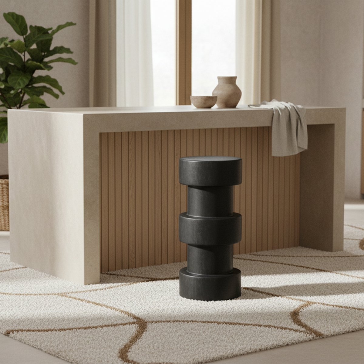 Forma barkruk Totoma zwart-barkruk-Raw Materials-Ik Hout ervan.