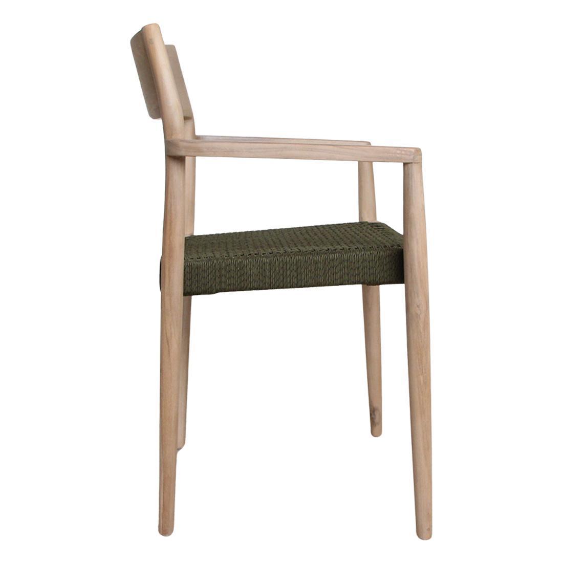 Freya tuinstoel met armleuning groen - licht teakhout-Tuin stoelen-Raw Materials-Ik Hout ervan.