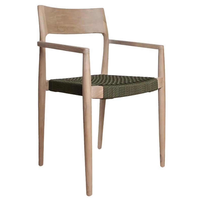Freya tuinstoel met armleuning groen - licht teakhout-Tuin stoelen-Raw Materials-Ik Hout ervan.