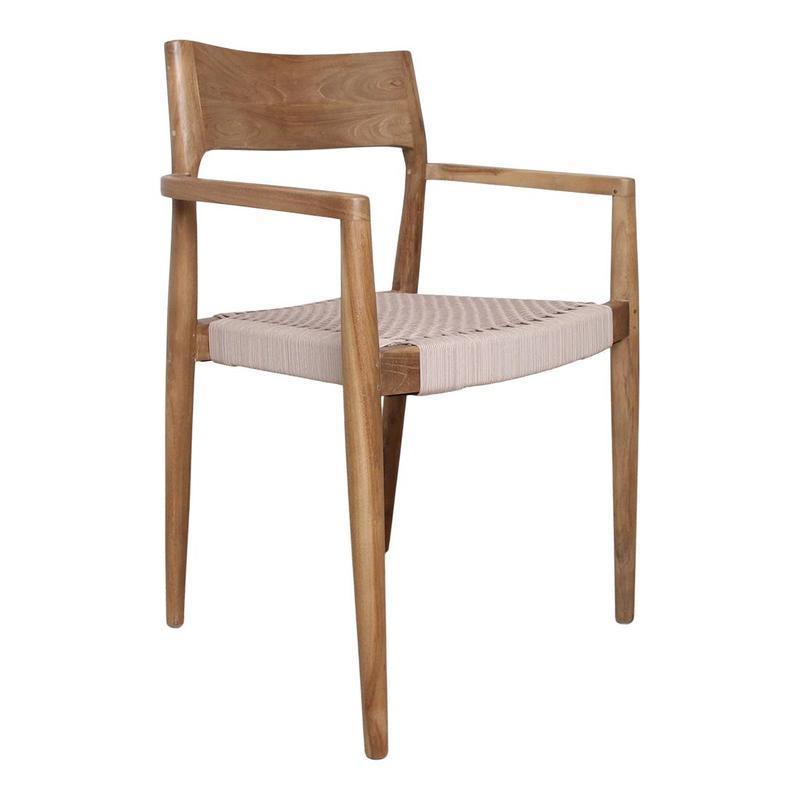 Freya tuinstoel met armleuning naturel - donker teakhout-Tuin stoelen-Raw Materials-Ik Hout ervan.