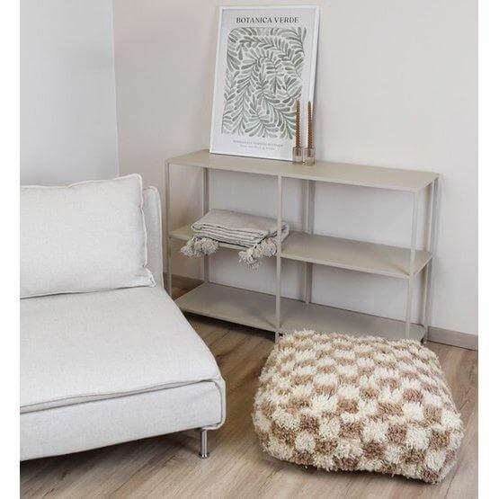 Geruit vloerkussen - Beige en wit-Poufs & Pillows-Ik Hout ervan.