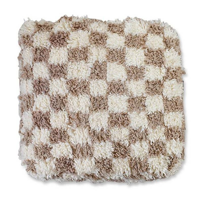 Geruit vloerkussen - Beige en wit-Poufs & Pillows-Ik Hout ervan.