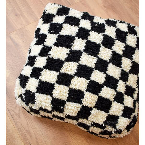 Geruit vloerkussen - zwart en wit-Poufs & Pillows-Ik Hout ervan.