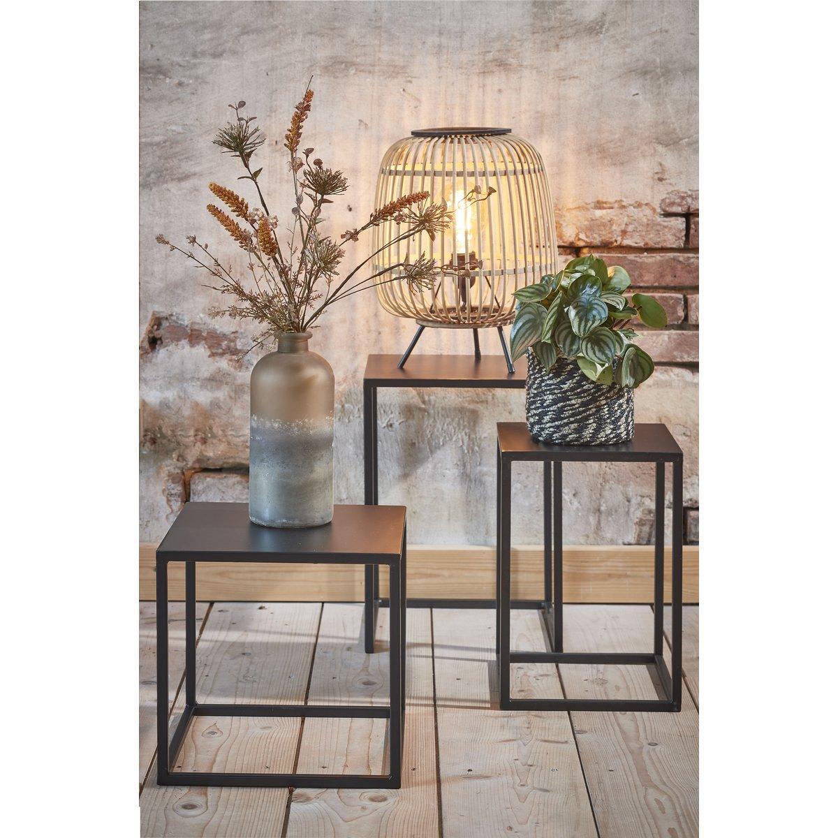 Goa Bijzettafel - Set van 2 - L30 x B30 x H42 cm - Metaal - Zwart-Mica Decorations-Ik Hout ervan.