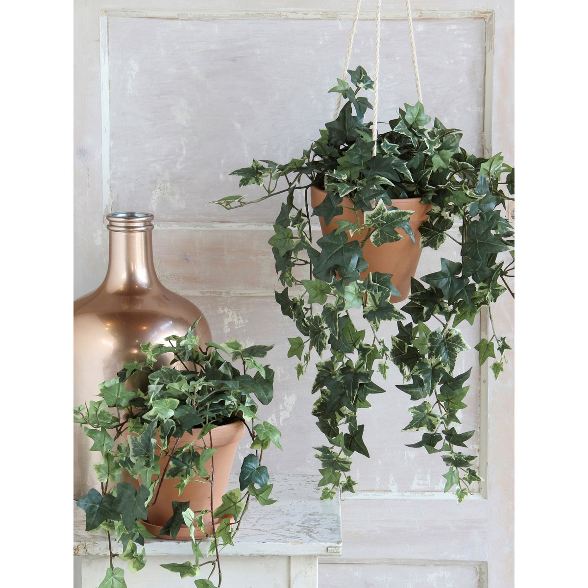 Hedera Kunst Hangplant - H129 cm - Groen Bont-Mica Decorations-Ik Hout ervan.